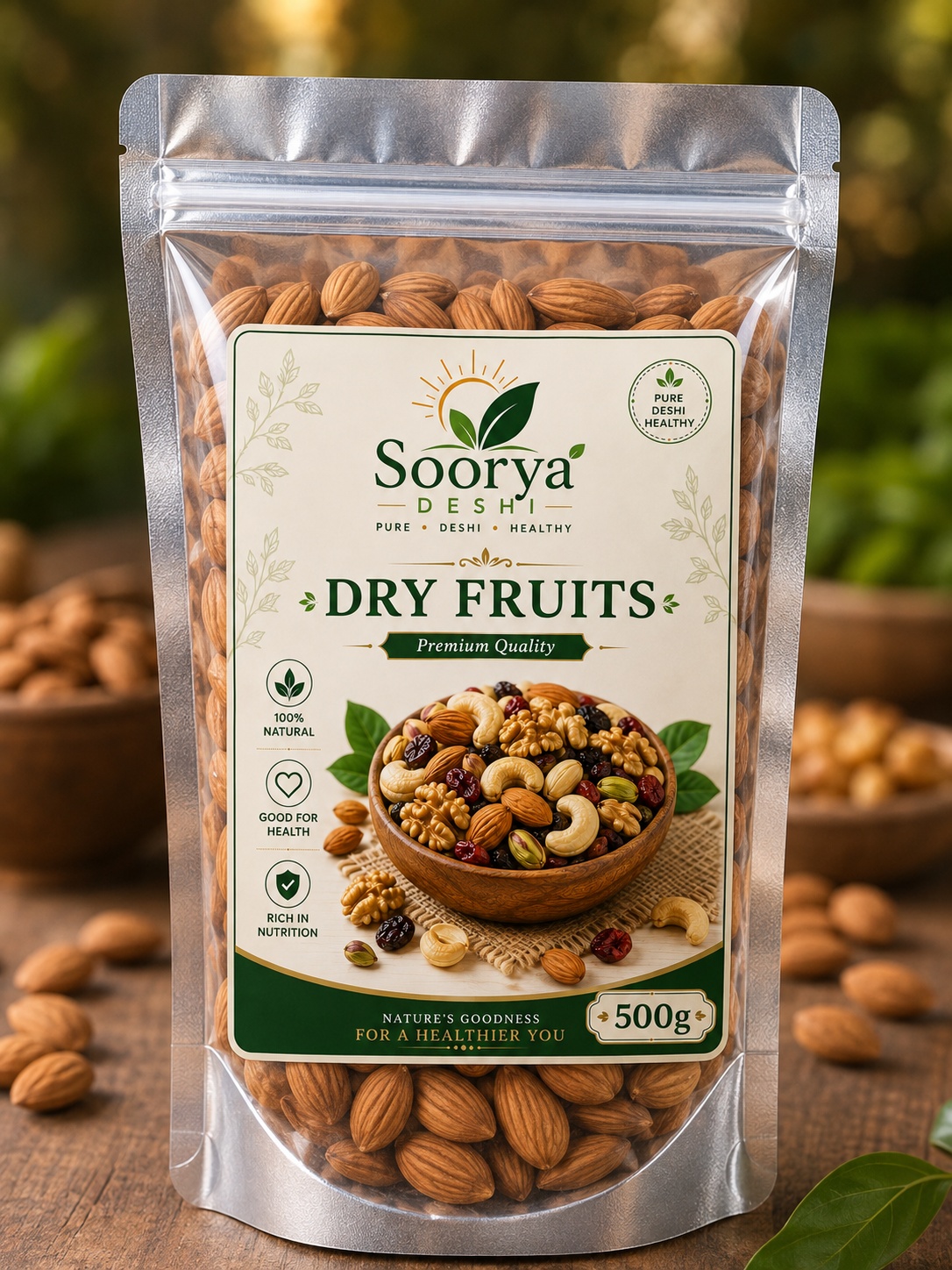 Almond Big Unpolished 500g/ बादाम