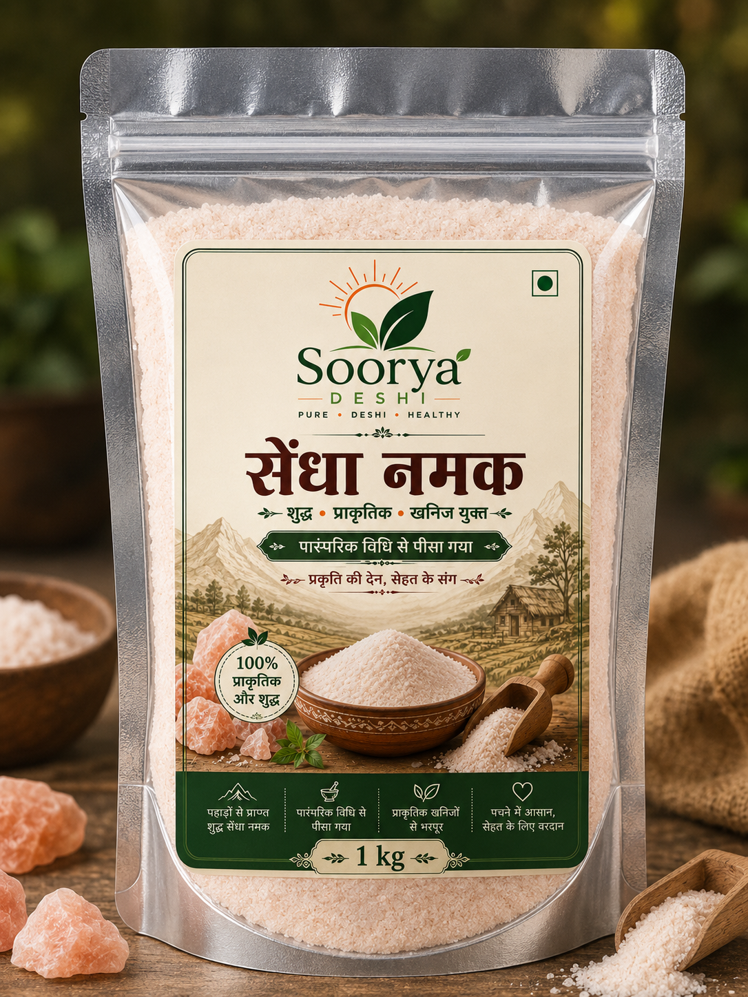 Pink Rock Salt Hand Crushed 1 kg सेंधा नामक